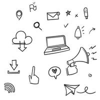 collection of social media icon hand drawn.Social media vector doodles.Vector illustration for print,web,mobile and infographics. doodle style