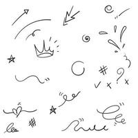 hand drawn doodle element collection with cartoon style vector