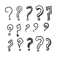 Set of hand drawn question marks. doodle questions marks set. vector illustration isolated background