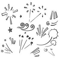 doodle Vector collection of swishes, swashes, swoops. Calligraphy swirl. Highlight text elements. Hand drawn fireworks cartoon