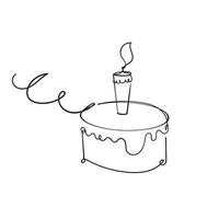 hand drawn doodle cake with candle illustration vector cartoon