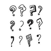 Set of hand drawn question marks. doodle questions marks set. vector illustration isolated background