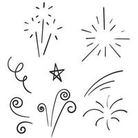 doodle Vector collection of swishes, swashes, swoops. Calligraphy swirl. Highlight text elements. Hand drawn fireworks cartoon