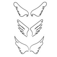 hand drawn doodle angel wings illustration cartoon style vector