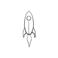 hand drawn doodle rocket launch icon illustration with cartoon style vector