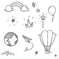 hand drawn doodle icon collection illustration cartoon style vector