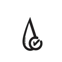 hand drawn drop of water with check mark symbol illustration doodle vector