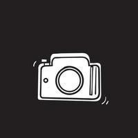 hand drawn camera icon illustration with doodle style vector