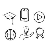 hand drawn Online education line icon set vector illustration doodle style vector