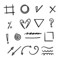 collection of doodle design element.collection hand drawn style vector