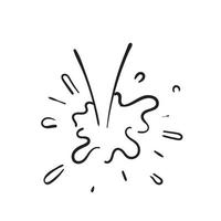 Hand drawn splash, liquid paint or water explosion with drops. doodle style vector