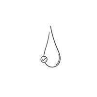 Dibujado a mano gota de agua con símbolo de marca de verificación ilustración doodle vector