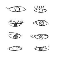 hand drawn doodle eye illustration icon with continuous line style vector