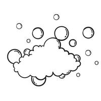 jabón de espuma de baño dibujado a mano con burbujas aisladas. champú y espuma de jabón estilo doodle