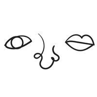 hand drawn doodle human eyes nose lips illustration vector