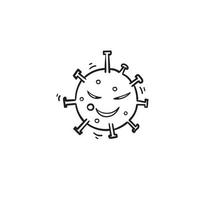 Ilustración de virus corona dibujada a mano con vector de estilo doodle aislado