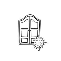 hand drawn lockdown icon symbol illustration for corona virus disease with doodle style vector