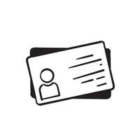 tarjeta de empleado de empleado dibujado a mano, icono de tarjeta de identificación, ilustración de icono de vector de vcard para diseño gráfico, logotipo, sitio web, redes sociales, aplicación móvil, ui. garabatear