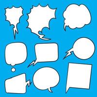 Set of hand drawn different empty speech bubble, chat sign icon. doodle vector
