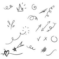 hand drawn doodle element collection with cartoon style vector