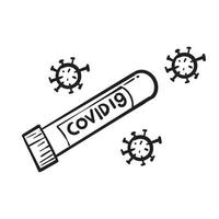 hand drawn blood test tube for virus, bacteria, covid 19 virus and more. doodle vector