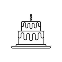 icono de pastel de cumpleaños simple sobre fondo blanco
