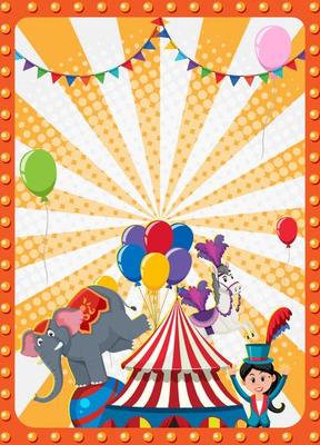 Circus poster background with cartoon character