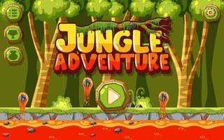 Jungle with lava ground platformer game template vector