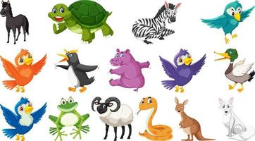 Set of isolated various animals vector