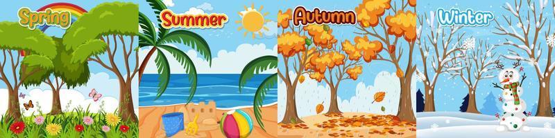 Different four seasons posters vector
