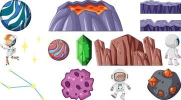 Set of isolated fantasy space objects vector