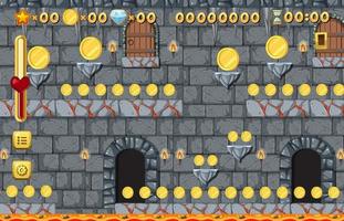 Platformer game template with underground lava theme vector