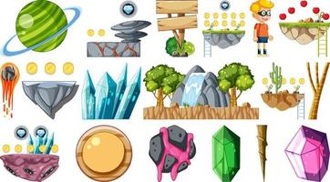 Set of isolated game objects and elements vector