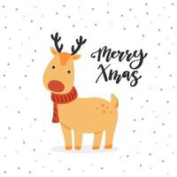 Christmas card design template with cute character with text. vector