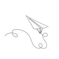 vector de ilustración de avión de papel de doodle dibujado a mano en estilo de arte de línea continua
