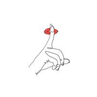 index finger on sexy lips illustration in continuous line art style vector isolated