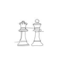 hand drawn doodle continuous line drawing chess in line art style vector