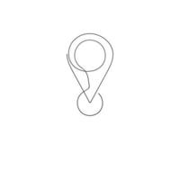 Dibujado a mano doodle icono de pin de mapa gps aislado en estilo de arte de línea continua vector
