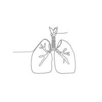 hand drawn doodle lungs illustration vector isolated on continuous line art style