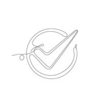 continuous line drawing check mark illustration vector isolated