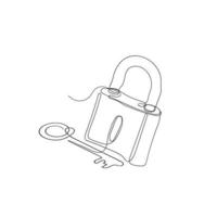 continuous line drawing padlock illustration vector isolated