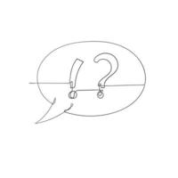 bubble speech with exclamation and question mark illustration vector in continuous line drawing