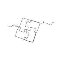 hand drawn doodle puzzle jigsaw illustration in continuous line art style vector