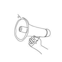 handdrawn doodle megaphone illustration in continuous line drawing style vector