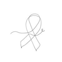 hand drawn awareness ribbon illustration in continuous line drawing vector