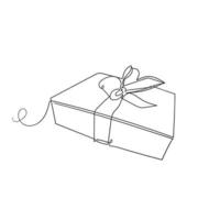 dibujo a mano ilustración de caja de regalo de doodle de línea continua