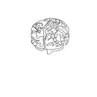 hand drawn continuous line art brain illustration vector