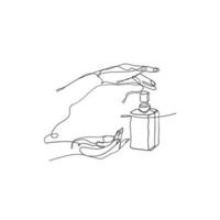 soap bottle pump illustration in continuous line drawing style vector