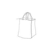 shopping bag illustration in continuous line drawing style vector