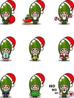 vector cartoon character cute cucumber vegetable mascot costume set christmas bundle